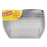 CLOROX SALES CO. Glad® XZA60795 Home Collection Food Storage Containers with Lids, Medium Square, 25 oz, Clear/Metallic, Plastic, 5/Pack