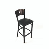 JMC FURNITURE CRBBVBLKC Circle Series Barstool, Supports Up to 300 lb, 28.5" Seat Height, Black Seat, Dark Walnut Back, Black Base