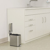 HLS COMMERCIAL HLSS03R Step Pedal Trash Can, 3 gal, Plastic/Stainless Steel, Silver