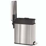 HLS COMMERCIAL HLSS03R Step Pedal Trash Can, 3 gal, Plastic/Stainless Steel, Silver