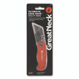 GREAT NECK SAW MFG. 74201 Quick Change Lock Back Utility Knife, 3.5" Aluminum Handle, Orange