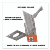 GREAT NECK SAW MFG. 74201 Quick Change Lock Back Utility Knife, 3.5" Aluminum Handle, Orange