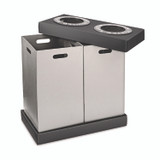 ALPINE INDUSTRIES ALP47102BLK 28 Gal Indoor Trash Can and Recycling Bin, Corrugated Polypropylene, Gray, 2 Bin