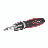 GREAT NECK SAW MFG. 950DE Ratcheting Screw/Nut Driver Set, Phillips/Slotted/Star Bits, 7" Long, Black/Red