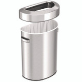 HLS COMMERCIAL HLS18DOT Open Top Trash Can, Half-Round, 18 gal, Plastic/Stainless Steel, Silver