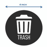 HLS COMMERCIAL HLSKERTRASH3 Vinyl Decals, Trash, 4" Diameter, Black/White, 3/Pack