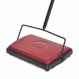 ALPINE INDUSTRIES ALP469REDNEW Manual Triple Brush Carpet and Floor Sweeper, 42.5" Handle, Red