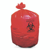 HERITAGE A7450ZR Healthcare Biohazard Printed Low-Density Can Liners, Infectious Waste, 44 gal, 3.2 mil, 37" x 50", Red, Flat Pack, 75/Carton