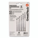 GREAT NECK SAW MFG. GP6C Precision Screwdriver Set, Six-Piece, Phillips/Slotted, Assorted Lengths, Polished Steel Handles