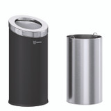HLS COMMERCIAL HLSC04G15B Beveled Open Top Trash Can, 15 gal, Stainless Steel, Black