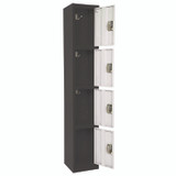 ADIROFFICE I629204BW Steel Storage Locker, 4 Compartment, 12 x 12 x 72, Black Body/White Doors