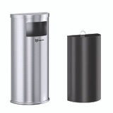 HLS COMMERCIAL HLSC01G09A Side-Entry Trash Can with Wall Mount, 9 gal, Stainless Steel, Silver