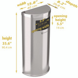 HLS COMMERCIAL HLSC01G09A Side-Entry Trash Can with Wall Mount, 9 gal, Stainless Steel, Silver