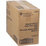 PACTIV EVERGREEN CORPORATION FKQWSCHLCH Fieldware Cutlery Kit, Mediumweight, Napkin/Spork/Straw, Plastic, White, 1,000/Carton