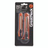 GREAT NECK SAW MFG. 2SBK Snap-Off Utility Knife Set, 9 mm Knife, 18 mm Knife, Orange/Black
