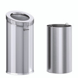 HLS COMMERCIAL HLSC04G15A Beveled Open Top Trash Can, 15 gal, Stainless Steel, Silver