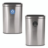 ALPINE INDUSTRIES ALP47040LRT 10.5 Gallon Recycle and Trash Station, Brushed Stainless Steel