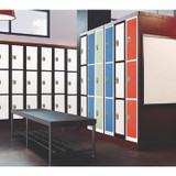 ADIROFFICE I629203BW Steel Storage Locker, 3 Compartment, 12 x 12 x 72, Black Body/White Doors