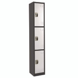 ADIROFFICE I629203BW Steel Storage Locker, 3 Compartment, 12 x 12 x 72, Black Body/White Doors
