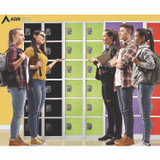 ADIROFFICE I629206GRN Steel Storage Locker, 6 Compartment, 12 x 12 x 72, Green