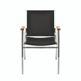 ADIROFFICE I63802BK Vinyl Chrome Frame Stackable Office Chair, 16.5 x 22 x 32, Black Seat, Black Back, Chrome Base