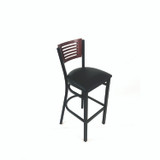 JMC FURNITURE JRBBVBLKB Jones River Series Barstool, Supports Up to 300 lb, 28.5" Seat Height, Black Seat, Dark Mahogany Back, Black Base