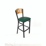 JMC FURNITURE CRBBVGRND Circle Series Barstool, Supports Up to 300 lb, 28.5" Seat Height, Green Seat, Natural Back, Black Base
