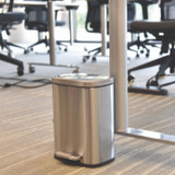 HLS COMMERCIAL HLSS01R Step Pedal Trash Can, 1.3 gal, Plastic/Stainless Steel, Silver