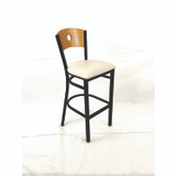 JMC FURNITURE CRBBVCRMD Circle Series Barstool, Supports Up to 300 lb, 28.5" Seat Height, Cream Seat, Natural Back, Black Base