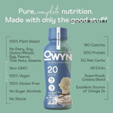 OWYN 38200002 20 g Protein Drink, Vanilla, 12 oz Bottle, 12/Carton