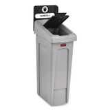 RUBBERMAID COMMERCIAL PROD. 2185053 Slim Jim Recycling Station Kit, 1-Stream Landfill, 23 gal, Plastic, Gray/Black