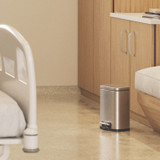 HLS COMMERCIAL HLSS01RFR Fire-Resistant Step Pedal Trash Can, 1.3 gal, Plastic/Stainless Steel, Silver