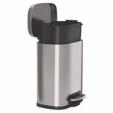 HLS COMMERCIAL HLSS01RFR Fire-Resistant Step Pedal Trash Can, 1.3 gal, Plastic/Stainless Steel, Silver
