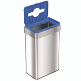 HLS COMMERCIAL HLS21UOTREC Open Top Recycle Bin with Color-Coded Lid, 21 gal, Plastic/Stainless Steel, Silver/Blue