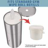 HLS COMMERCIAL HLSC09WSR Side-Entry Trash Can with Gym Wipe Dispenser, 9 gal, Stainless Steel, Silver