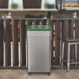 HLS COMMERCIAL HLS21UOTMCOP Open Top Compost Bin with Wheels and Color-Coded Lid, 21 gal, Plastic/Stainless Steel, Silver/Green