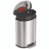HLS COMMERCIAL HLSS13DFR Fire-Resistant Step Pedal Trash Can, 13 gal, Plastic/Stainless Steel, Silver
