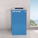 ALPINE INDUSTRIES 4450KITBLUSR 29 Gallon Trash/Recycling Cans, Steel, Blue Recycling Can with Square Lid