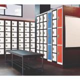 ADIROFFICE I629206BW Steel Storage Locker, 6 Compartment, 12 x 12 x 72, Black Body/White Doors