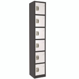 ADIROFFICE I629206BW Steel Storage Locker, 6 Compartment, 12 x 12 x 72, Black Body/White Doors