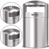 HLS COMMERCIAL HLS50DSI Extra-Large Dual Side-Entry Trash Can, Indoor, 50 gal, Stainless Steel, Silver