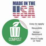 HLS COMMERCIAL HLSKERCCOMP3 Vinyl Decals, Compost, 4" Diameter, Green/White, 3/Pack