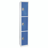 ADIROFFICE I629203BLU Steel Storage Locker, 3 Compartment, 12 x 12 x 72, Blue