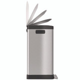 HLS COMMERCIAL HLSS16R Step Pedal Trash Can and Recycle Bin, 16 gal, Plastic/Stainless Steel, Silver