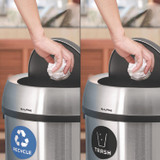 ALPINE INDUSTRIES ALP47065L1RT 17 Gallon Stainless Steel Indoor Recycling Receptacle and Trash Station Swivel Lids