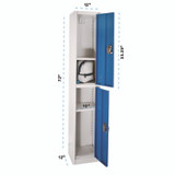 ADIROFFICE I629202BLU Steel Storage Locker, 2 Compartment, 12 x 12 x 72, Blue