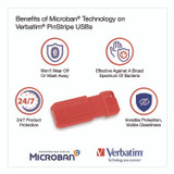 VERBATIM CORPORATION 70059 PinStripe USB 2.0 Flash Drive, 64 GB, Caribbean Blue/Red, 2/Pack