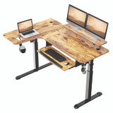 EUREKA ERGONOMIC L61LRB L-Shaped Standing Desk with Keyboard Tray, Right Desk, 61.25" x 43.25" x 34.38" to 52.88", Rustic Brown/Black