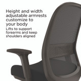 ALERA KP46BME17 Alera Kempton Fabric Mesh Task Stool, Supports Up to 275 lb, 26.57 to 33.62 Seat Height, Black Seat, Black Back, Black Base