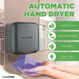 ALPINE INDUSTRIES ALP40010GRY Hemlock Commercial Automatic 120V Hand Dryer, 6.68 x 11.41 x 12.31, Stainless Steel, Gray